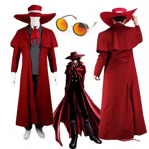 Anime Hellsing Alucard Cosplay Costumes Red Long Coat Hat Gloves Accessories Uniform Sets Men Women 