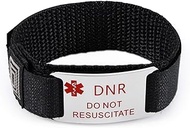 DNR - DO NOT RESUSCITATE Medical ID Alert Bracelet with Black Adjustable Wristband.