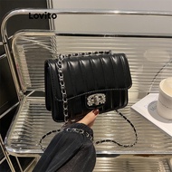 Lovito Elegant Plain Metal Pocket Chain Student Worker Small shoulder bag for Women LFA56081