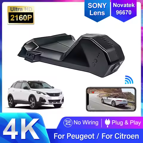 4K HD 2160P Plug And Play Dashcam Wifi Car DVR Video Recorder For Peugeot 3008 Allure 4008 5008 GT D