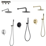 Biggers brush gold stainless steel home hotel wall mounted shower set 8 inch shower faucet with shower head
