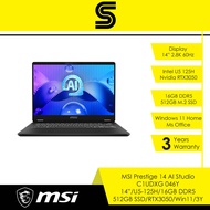 MSI Prestige 14 AI Studio C1UDXG-046MY Laptop - 14" 2.8K 60Hz/U5-125H/16GB DDR5/512GB SSD/RTX3050/Wi