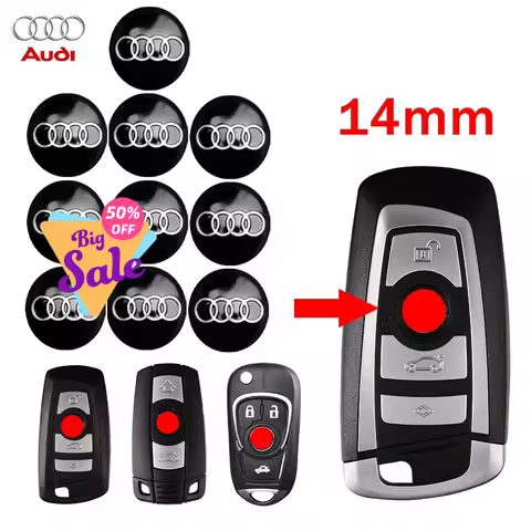 14mm Car Remote Key Fob Emblem Badge Radio Button Decal For Audi Sline TT A6 C6 C5 C7 A5 A4 B8 B6 B7