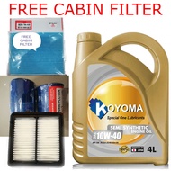 HONDA INSIGHT,JAZZ HYBRID AIR FILTER + OIL FILTER + KOYOMA 10W40 SEMI SYNTHETIC ENGINE OIL