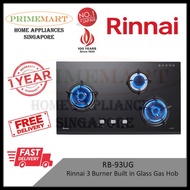 Rinnai RB93UG 3 Burner Built in Glass Gas Hob * 1 YEAR WARRANTY