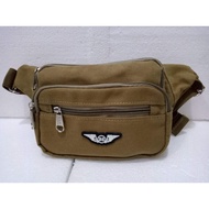 [READY STOCK] Waist bag canvas BS pouch bag beg pinggang Kain 4 zip 4 compartments fabric textile Crossbody bag beg dada