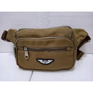 [READY STOCK] Waist bag canvas BS pouch bag beg pinggang Kain 4 zip 4 compartments fabric textile Cr