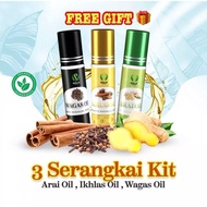 🔥SET 3 SERANGKAI KIT AROMATHERAPY OIL🔥 BY IKHLAS HERBS WAGAS ARAI & IKHLAS