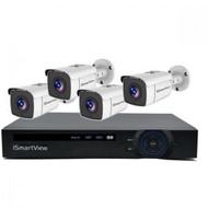iSmartView - POE 4路NVR+4鏡頭實時監控套裝 3MP高清IP66室外防水鏡頭 移動偵測定時錄影 手機遠程監看 CCTV閉路電視