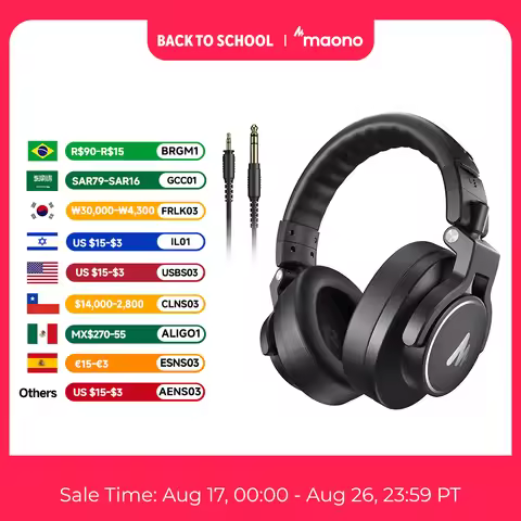MAONO MH700 Studio Monitor Headphones Mixing DJ Headphone 50mm Driver Professional Over Ear Wired He