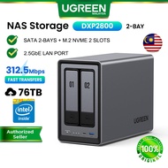 UGREEN NASync DXP2800 76TB NAS Cloud Data File Storage Backup SATA 2-Bay M.2 NVMe SSD Hard Drive 2.5