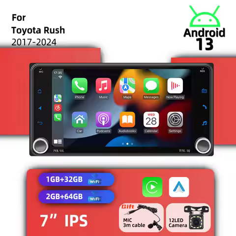 For Toyota Rush 2017-2024 Android Radio 2Din Car Multimedia Head Unit GPS Stereo 7" Screen Wireless 