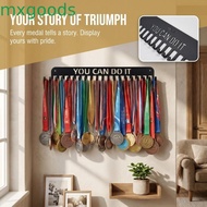MXGOODS Medal Display Rack, Large Capacity Sturdy Award Hanger Holder, Wall Decor Iron 20 Hooks Blac