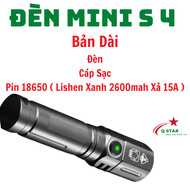 Đèn Pin Cầm Tay Siêu Sáng Mini S4 Chiếu Gần Zoom Xa Full Kim Loại Led Laser Trắng Tích Hợp Sạc Type-