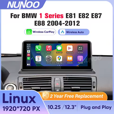 For BMW 1 Series E81 E82 E87 E88 2004-2012 Wireless Carplay Android Auto Car Multimedia Player Linux