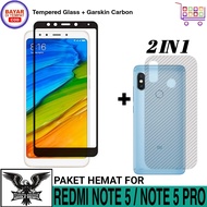 PROMO TEMPERED GLASS XIAOMI REDMI NOTE 5 / 5 PRO FREE GARSKIN CARBON PREMIUM ANTI BEKAS SIDIK JARI