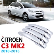 store Chrome Handle Cover Trim for Citroen C3 Mk2 2010~2016 4door Car Accessories Stickers Styling 2