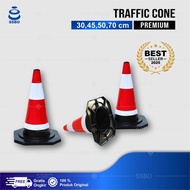 Traffic Cone Rubber 30 50 70 cm Kerucut Lalu Lintas Warna Hitam-Merah-Putih. COD Tersedia