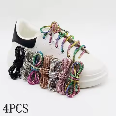 1/4PCS Rainbow Diamond Shoelace for Sneakers AF1 Dunk Sb Laces Round Rhinestone Shoelaces DIY Trouse