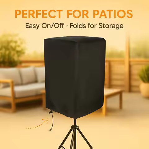 Outdoor PA/DJ Speaker Cover, Heavy-Duty Drawstring Foldable & Scratch-Resistant, Fits Stands, Event 