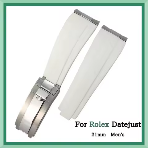 Replacement Silicone Strap for Rolex Datejust 41mm Black Rock Sugar Rubber Watch Band 21mm Men's Wat