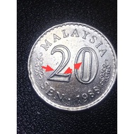 Malaysia syiling 20sen tahun1988(error).