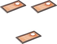 Setomonohonpo Set of 3, Kuro-Toman Moon Long Angle Serving Plates, 9.1 x 4.9 x 0.9 inches (23 x 12.5