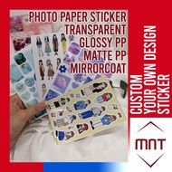 [MNT]Custom Your Own Sticker A4 A5 A6 Sticker Sheet Printing