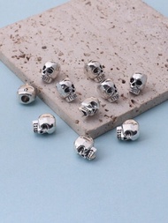 10入組時尚立體合金電鍍復古骷髏頭珠子,適用於項鍊、手鍊、髮辮、珠寶製作