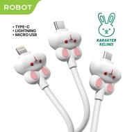Rabbit Robot Data Cable White 12W 18W 480Mbps Transmission Speed