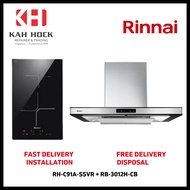 RINNAI RH-C91A-SSVR CHIMNEY HOOD + RB-3012H-CB 30CM 2 INDUCTION HOB BUNDLE