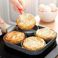 4 Holes Aluminium Omelet Pan For Eggs Burger Pancake Maker Non Stick Frying Pan Fast Breakfast Cooki