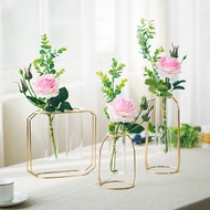Gold Plate Glass Vase Pot Transparent Flower Hydroponic Creative High Quality Flowers Vase For Wedding Decoration Home decor