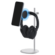 Geekria 2-in-1 Headphone Stand with Magnetic Phone Holder Desk Aluminum Headset Mount Compatible wit