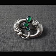 GEORG JENSEN 喬治傑生 77 綠玉髓胸針