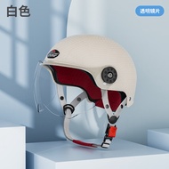 GMMPG615摩托车电动车头盔 3C认证男女半盔安全帽 单镜片碳纤纹白色