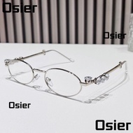 OSIER  Shades, Diamond Frame Metal Rhinestone Sunglasses, Fashion 90s Bling Small Oval Sun Glasses f