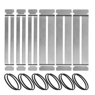 Miwayer Fret Polishing Guard Set - Guitar Luthier Tool6 Stainless Steel Plates + 12 Black Rubber Ban
