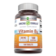 Amazing Formulas Vitamin B6 Pyridoxine 200mg 100 Tablets Supplement | Non-GMO | Gluten Free | Made i