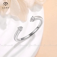 Real Moissanite 2MM Toi Et Moi Double Stone Design Round Cut White D Eternity Ring In S925 Sterling 