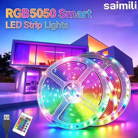 LED USB Strip Light Color Changing 5050 RGB LED Flexible Lights with 24 Keys for Children Gaming Roo
