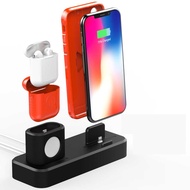 Fashion 3 in 1 Multi Charging Dock Stand Docking Station Silicone Charger Holder for Apple Watch Airpods Rubber Mobile Phone Charging Stand for iPhone 828