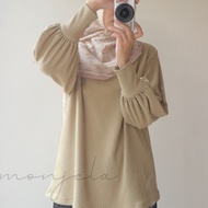 Balloon Sleeve Rib Sweater