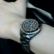 長期主義看過來🈶購證🤩Chanel黑色陶瓷J12點鑽38mm腕錶手錶男錶