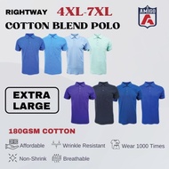 RIGHTWAY  (4XL-7XL) Cotton Blend Premium Casual Polo Unisex Baju Lelaki Oversize Baju Polo Kosong T-