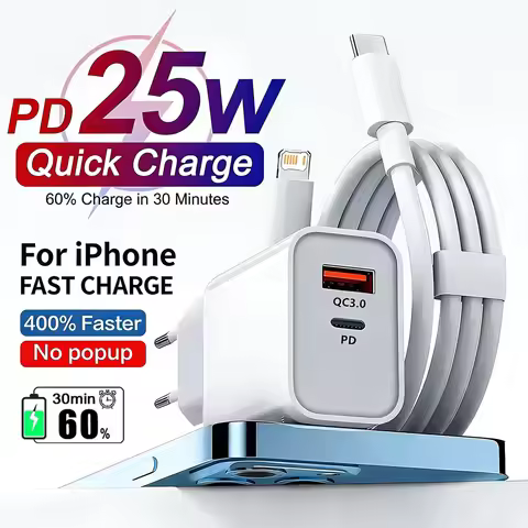25W PD USB C Multi-Port Fast Charger For iPhone 11 12 13 Mini 14 Pro Max X XR XS Max 7 8 Plus Quick 