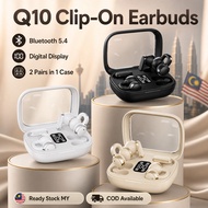 Q10 Clip-On Wireless Earbuds Bluetooth 5.4 Open Ear Earphones Digital Display 2 Pairs Long Battery R