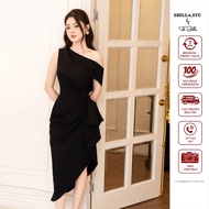 High-end designer black dress with slim waist and luxurious skirt [Real photo] The Shilla-CG.E58B40.