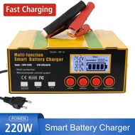 Truck Motorcycle Charger AGM Car Battery Charger 12V12A 24V8.5A 110V-250V Input 220W LED Display Pul