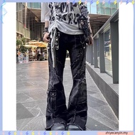 Women's Y2K Baggy Flare Jeans - Japanese 2000s Oversized Cargo Denim